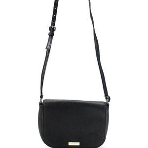 Kate Spade Womens Small Saffiano Leather Flap Crossbody Handbag Black